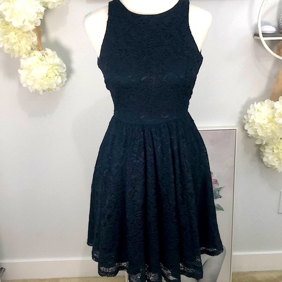 Soprano navy blue lace zipper up dress. Sz XS. New condition - Picture 1 of 8